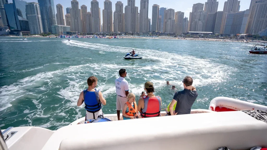 people enjoying luxury yacht watersports and jet ski activity in Dubai