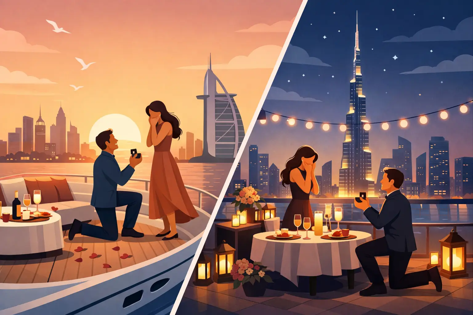 Proposal Yacht or Rooftop Dinner in Dubai?